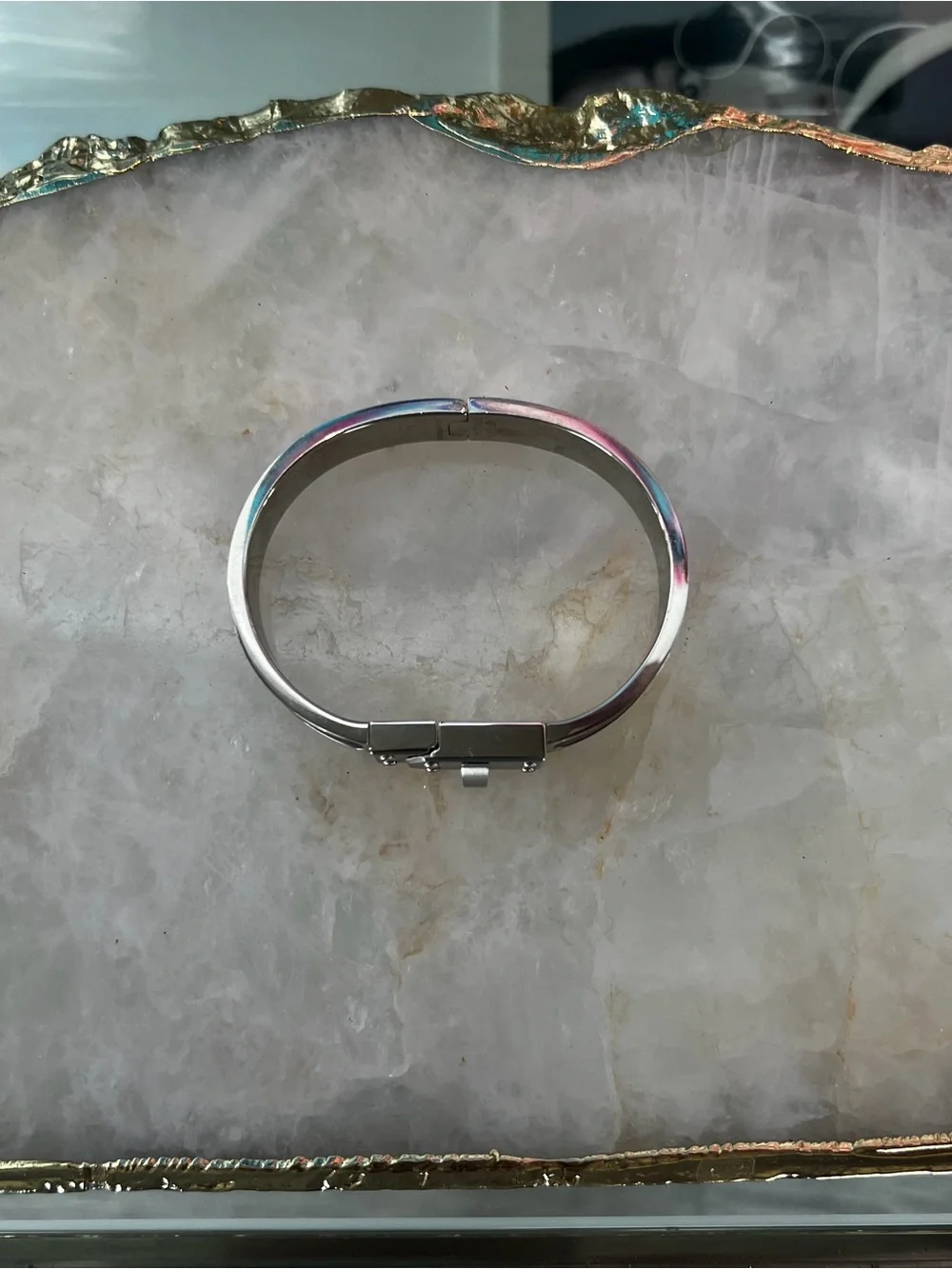 Hermes Black and Silver MEN Hinged Bracelet